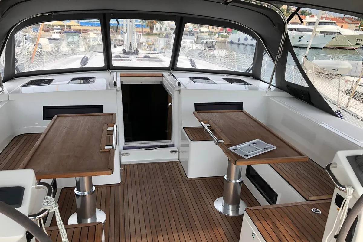 Deck of Xenia, a Bavaria C50 Style sailboat at Općina Vrsar, Croatia