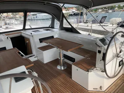 Deck of Xenia, a Bavaria C50 Style sailboat at Općina Vrsar, Croatia