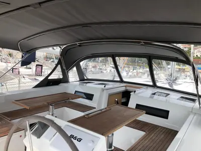 Cockpit of Xenia, a Bavaria C50 Style sailboat at Općina Vrsar, Croatia