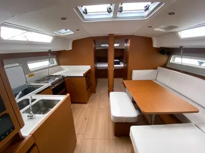 Galley of Sventola, a Jeanneau Sun Odyssey 490 sailboat at Nettuno, Italy