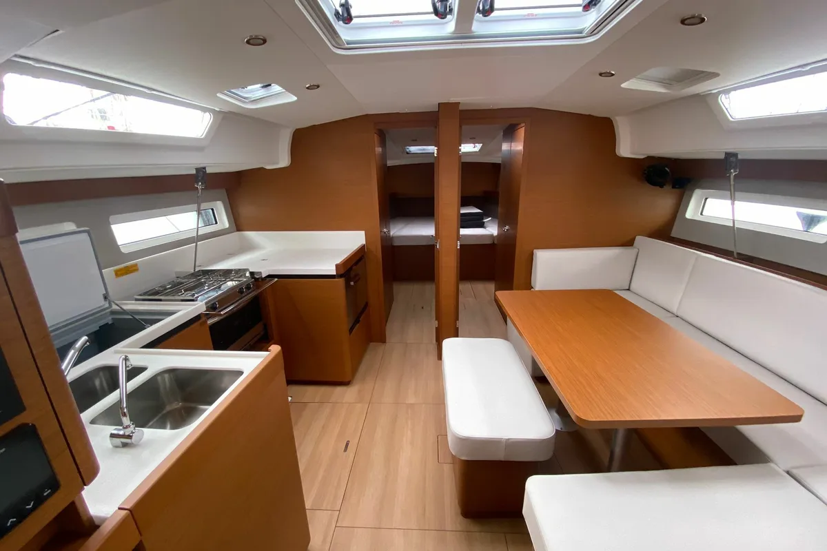 Galley of Sventola, a Jeanneau Sun Odyssey 490 sailboat at Nettuno, Italy