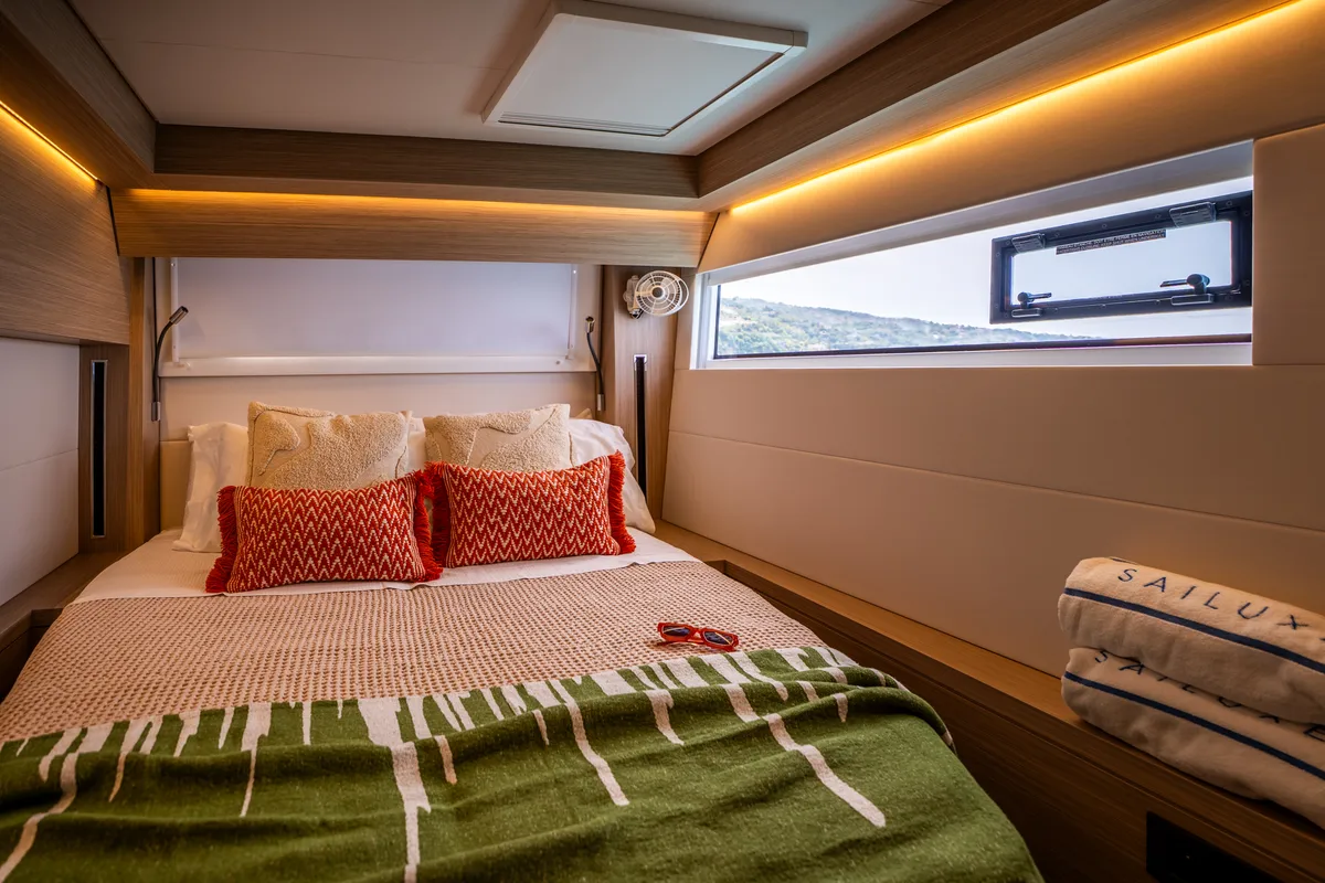 Cabin on SAILUXE - Allegra, a Lagoon 51 catamaran at Olbia, Italy