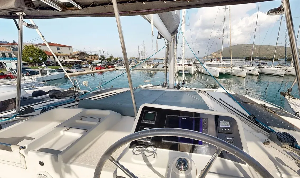Cockpit of Zacapa, a Lagoon 450 F catamaran at Municipal Unit of Ellomenos, Greece