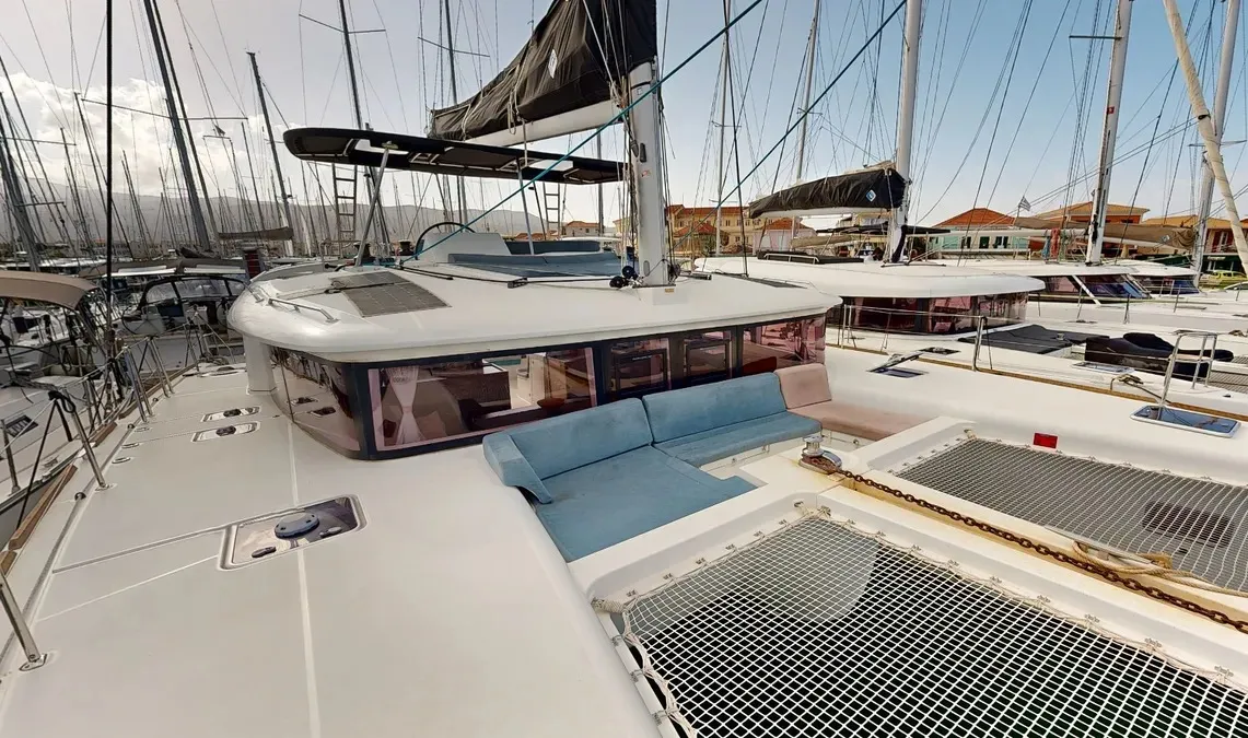 Deck of Zacapa, a Lagoon 450 F catamaran at Municipal Unit of Ellomenos, Greece