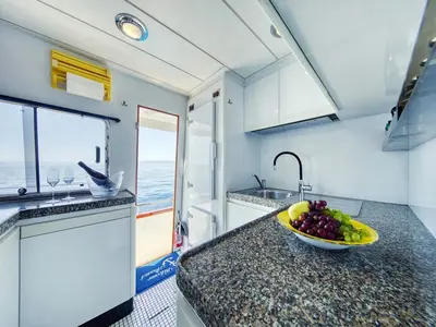 Galley of MY Blanka, a CCYD M/Y Blanka motor yacht at Split, Croatia