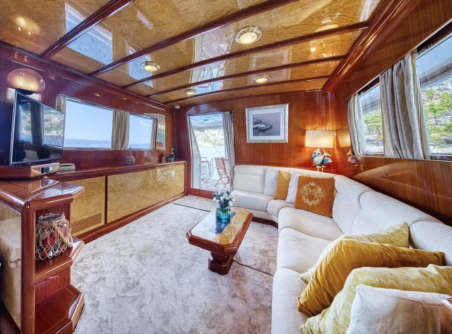 Salon of MY Blanka, a CCYD M/Y Blanka motor yacht at Split, Croatia