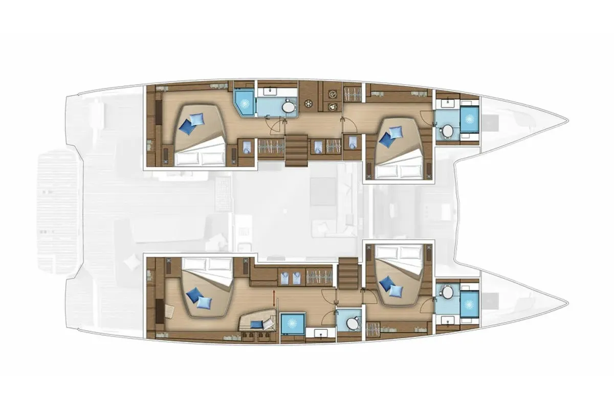 Floor plan of Lady M, a Lagoon 55 catamaran at Seget Donji, Croatia