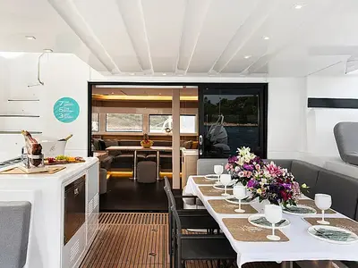Lady M, a Lagoon 55 catamaran at Seget Donji, Croatia