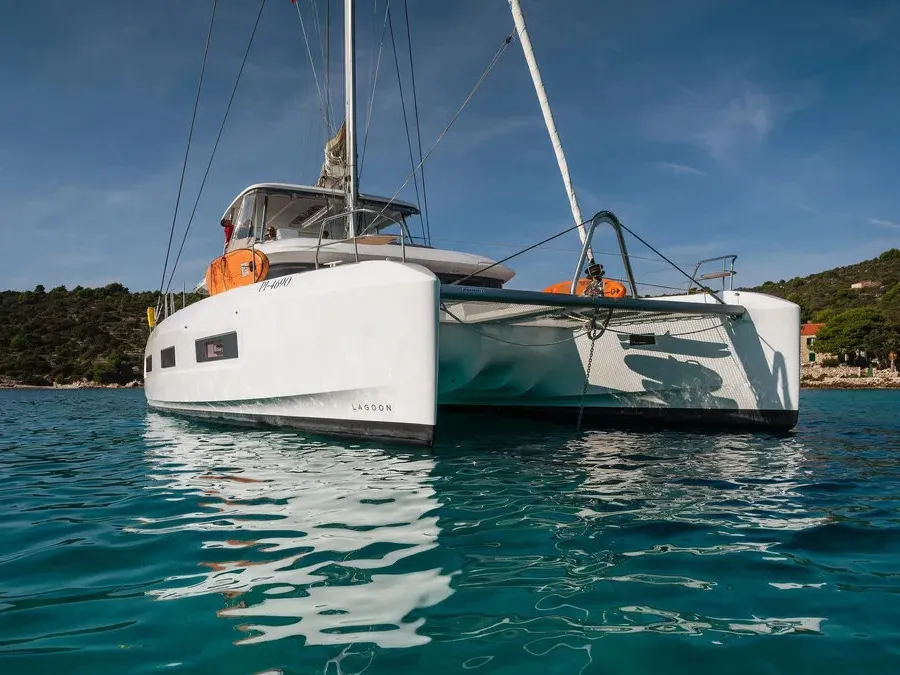 Lady M, a Lagoon 55 catamaran at Seget Donji, Croatia