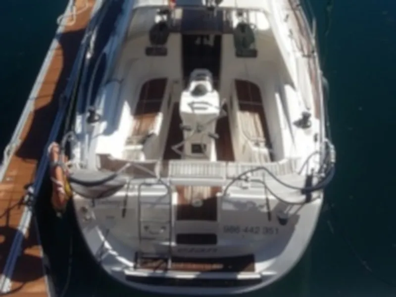 Deck of Sailway Cinco, a Elan Impression 344 sailboat at Vigo, Spain