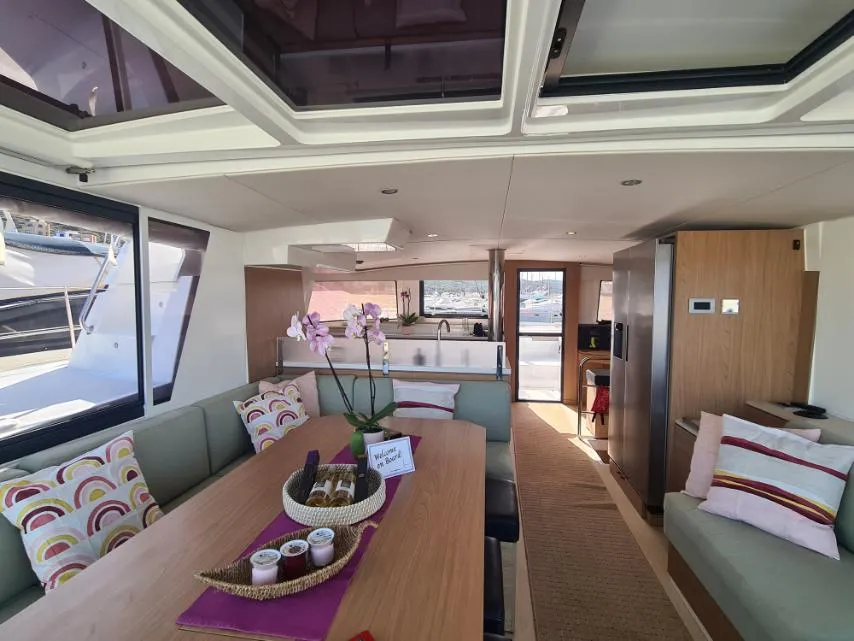 Salon of ANAFI - Fully Equipped, a Bali 4.6 catamaran at Lavrion, Greece