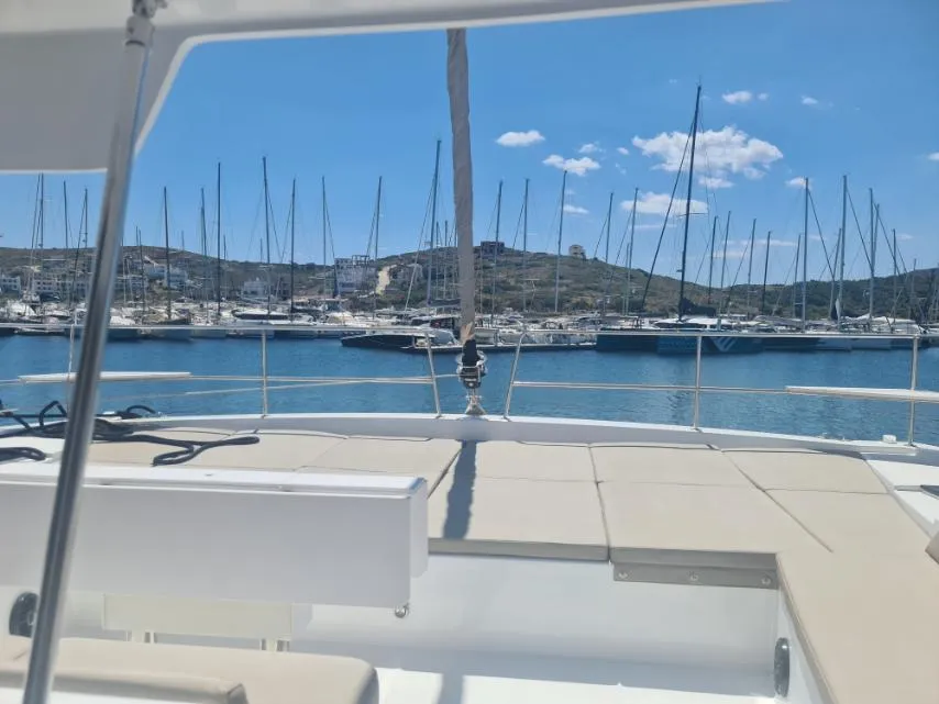 Deck of ANAFI - Fully Equipped, a Bali 4.6 catamaran at Lavrion, Greece