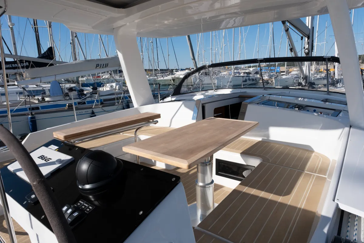 Deck of Gin Tonic, a Hanse 460 sailboat at Rosignano Solvay, Italy