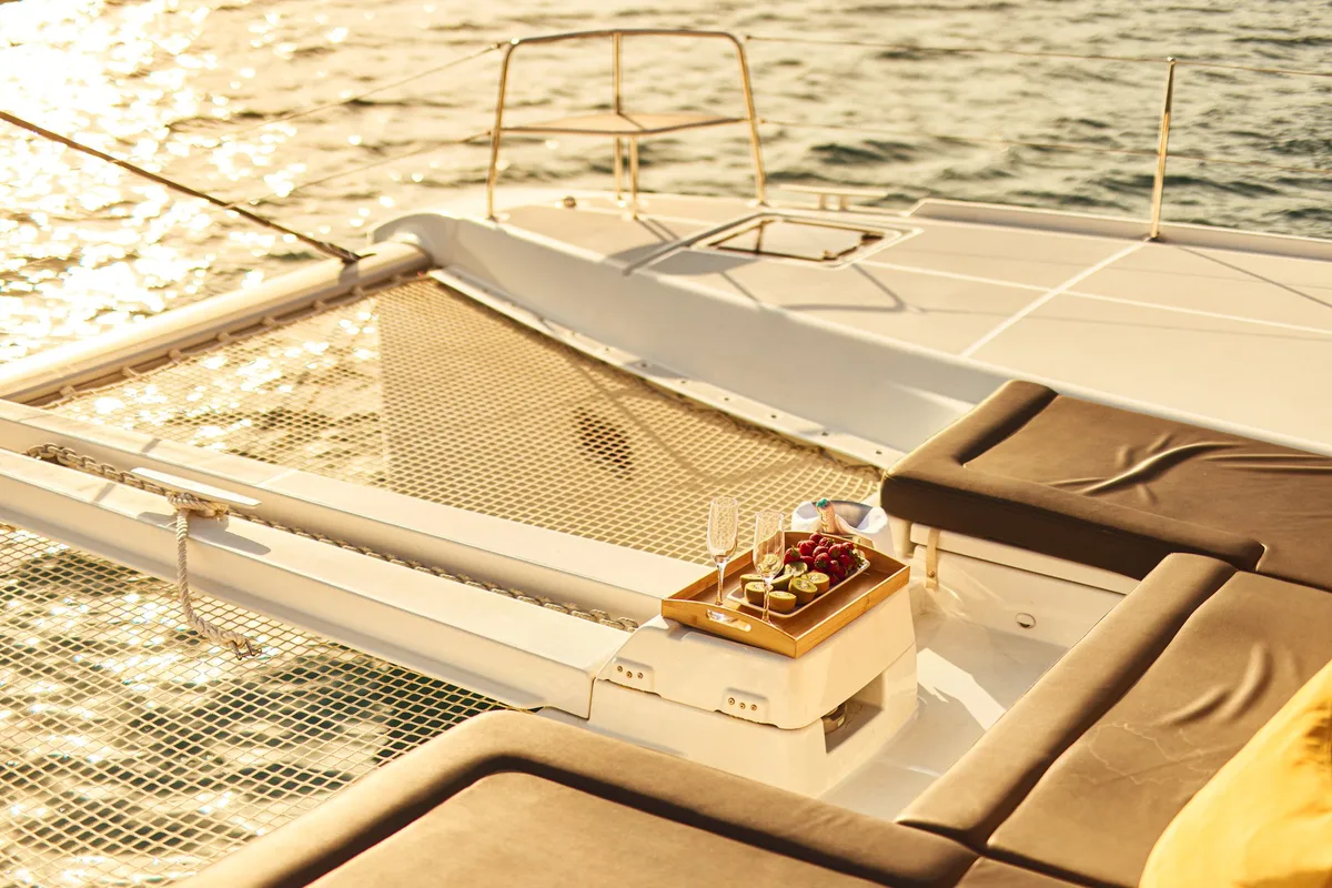 Deck of Naya, a Lagoon 46 catamaran at Dubrovnik, Croatia
