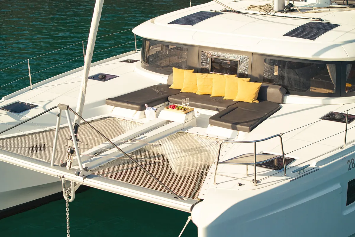 Deck of Naya, a Lagoon 46 catamaran at Dubrovnik, Croatia