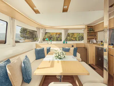 Salon of Naya, a Lagoon 46 catamaran at Dubrovnik, Croatia
