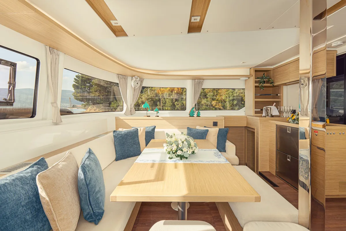 Salon of Naya, a Lagoon 46 catamaran at Dubrovnik, Croatia