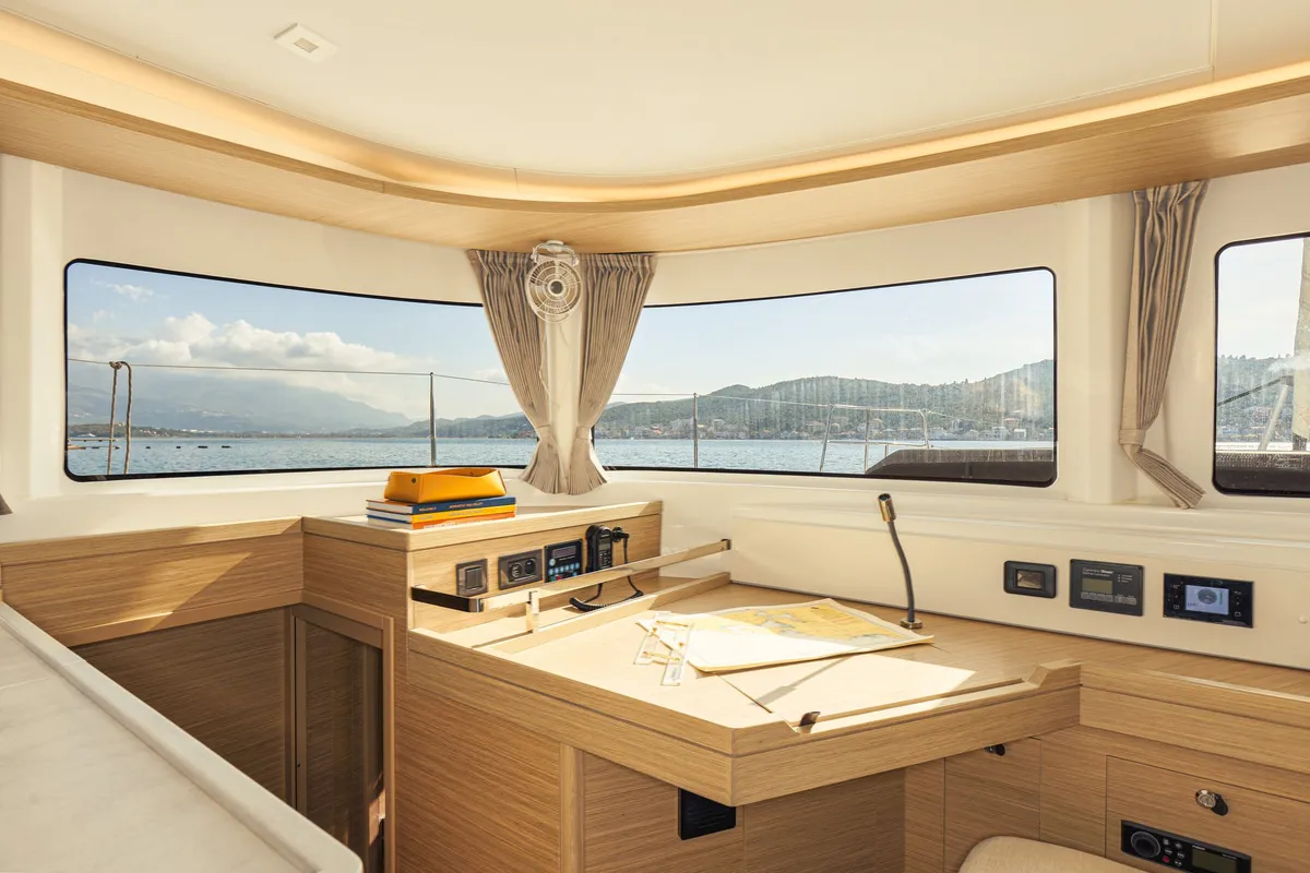 Cockpit of Naya, a Lagoon 46 catamaran at Dubrovnik, Croatia