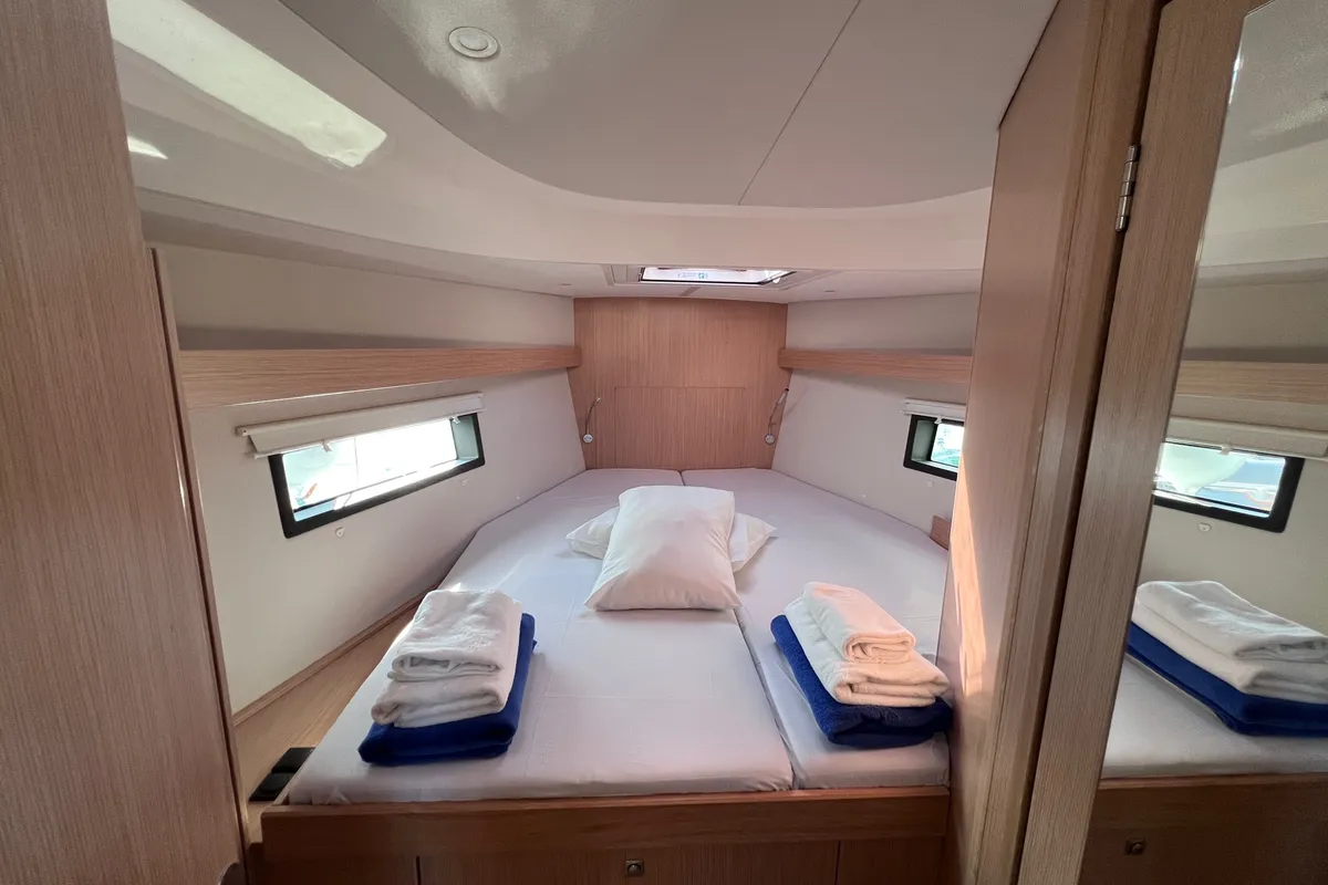Cabin on Kaze Maru, a Bavaria C42 sailboat at Volos, Greece