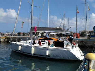 Exterior view of Finisterrae, a Beneteau First 31.7 sailboat at Marsala, Italy