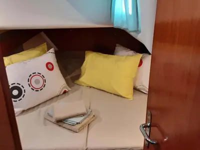 Cabin on La Luna, a Beneteau Cyclades 43.4 sailboat at Salamina Municipal Unit, Greece