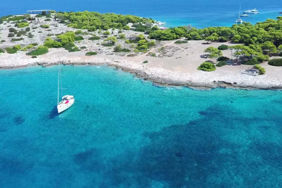 Exterior view of La Luna, a Beneteau Cyclades 43.4 sailboat at Salamina Municipal Unit, Greece