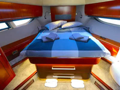 Cabin on Bella Zio, a Galeon 640 Fly motor yacht at Split, Croatia