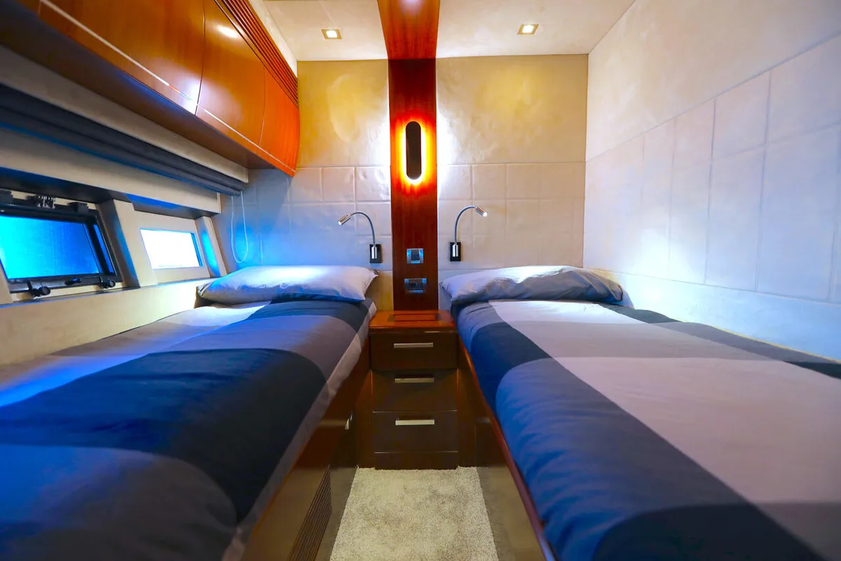 Cabin on Bella Zio, a Galeon 640 Fly motor yacht at Split, Croatia