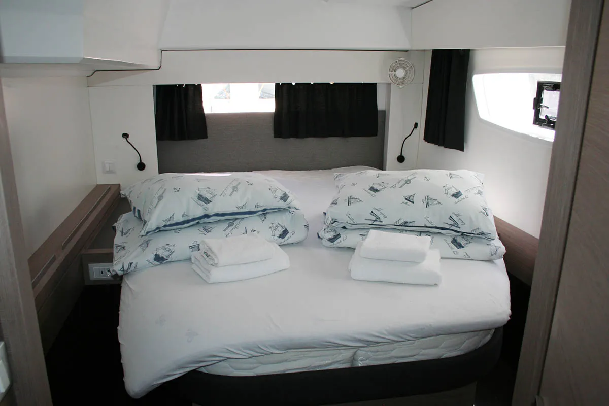 Head on Barramundi III, a Fountaine Pajot Astrea 42 catamaran at Seget Donji, Croatia