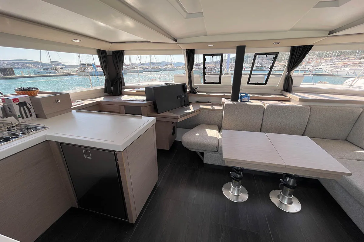 Galley of Barramundi III, a Fountaine Pajot Astrea 42 catamaran at Seget Donji, Croatia