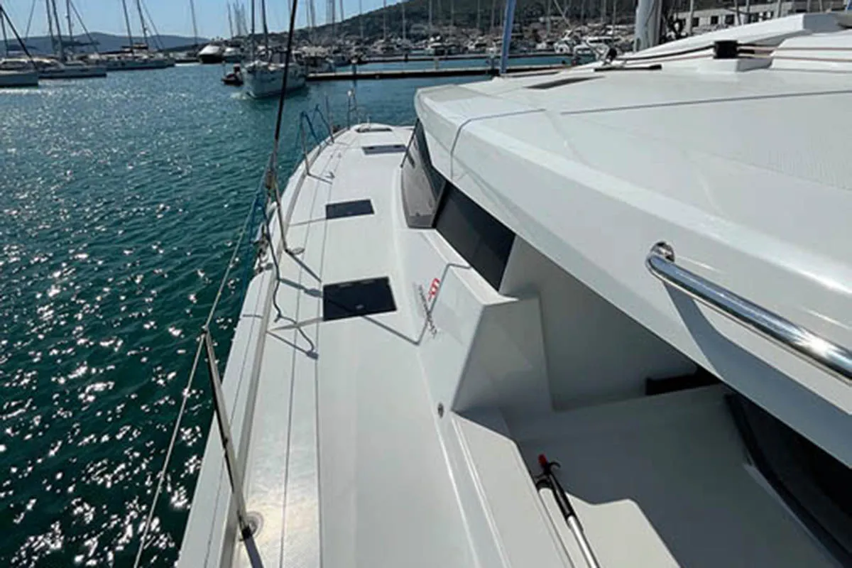 Exterior view of Barramundi III, a Fountaine Pajot Astrea 42 catamaran at Seget Donji, Croatia