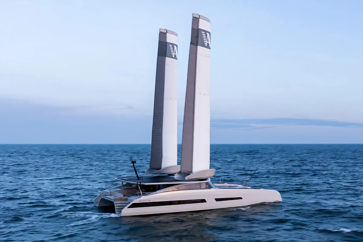 Exterior view of Ganany, a Gulet ModX 70 catamaran at Ajaccio, France