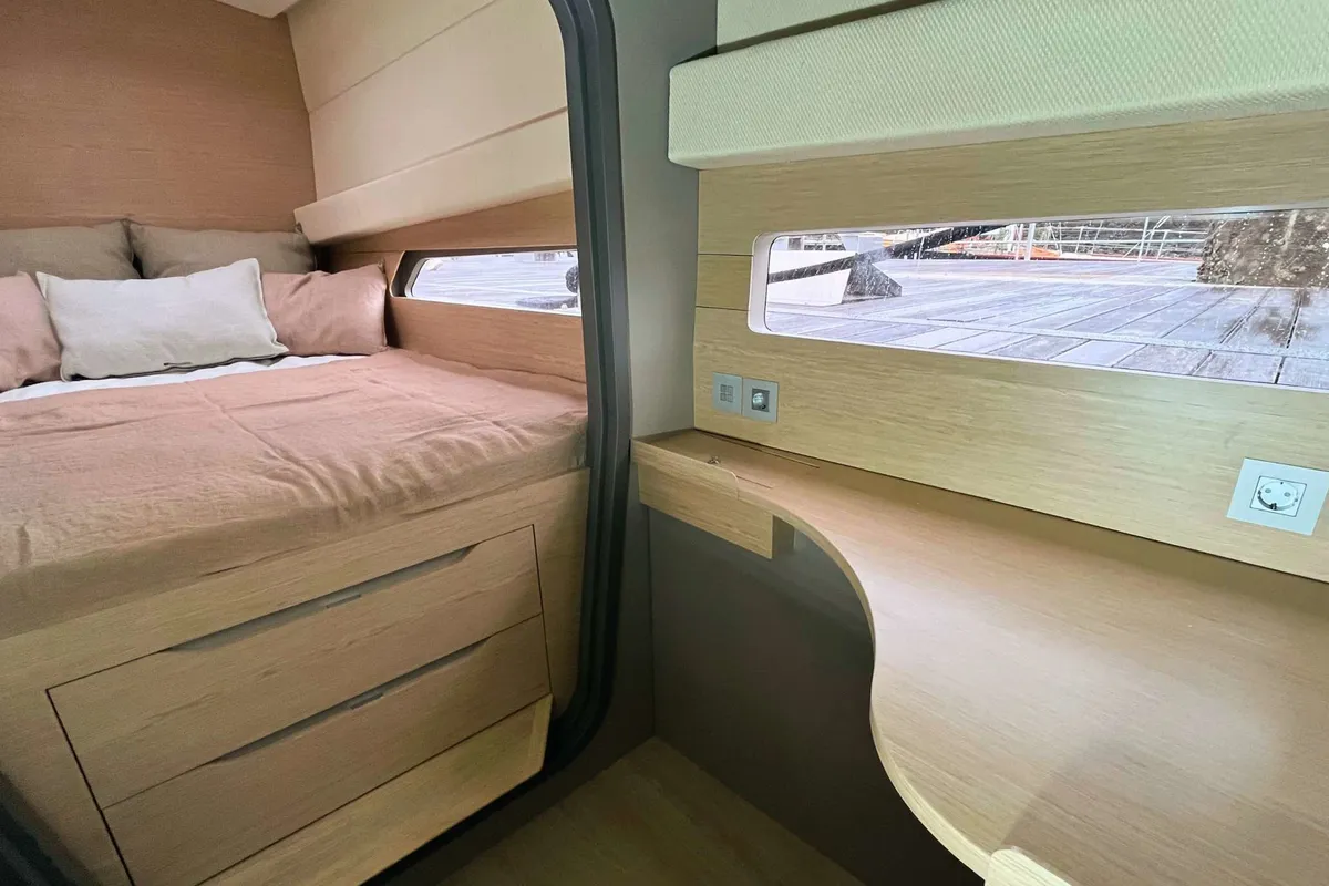 Cabin on Ganany, a Gulet ModX 70 catamaran at Ajaccio, France