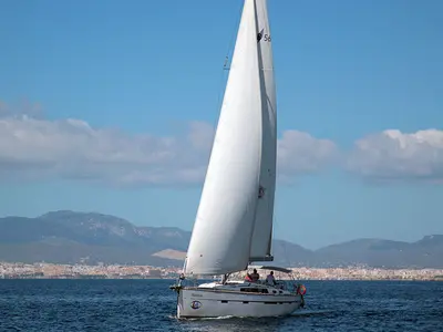 Cockpit of Maximum, a Bavaria Cruiser 56 sailboat at Llucmajor, Spain