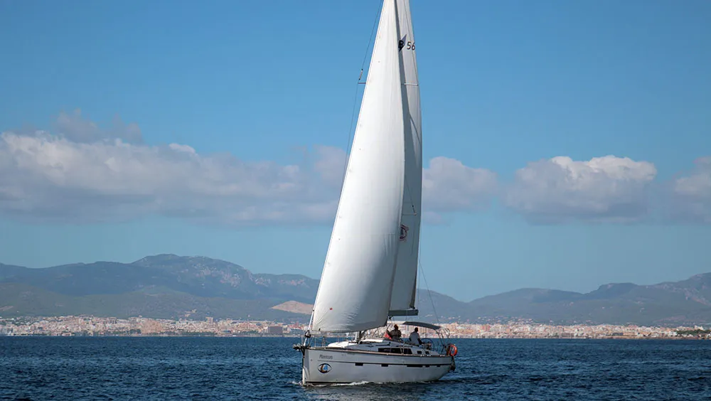 Cockpit of Maximum, a Bavaria Cruiser 56 sailboat at Llucmajor, Spain