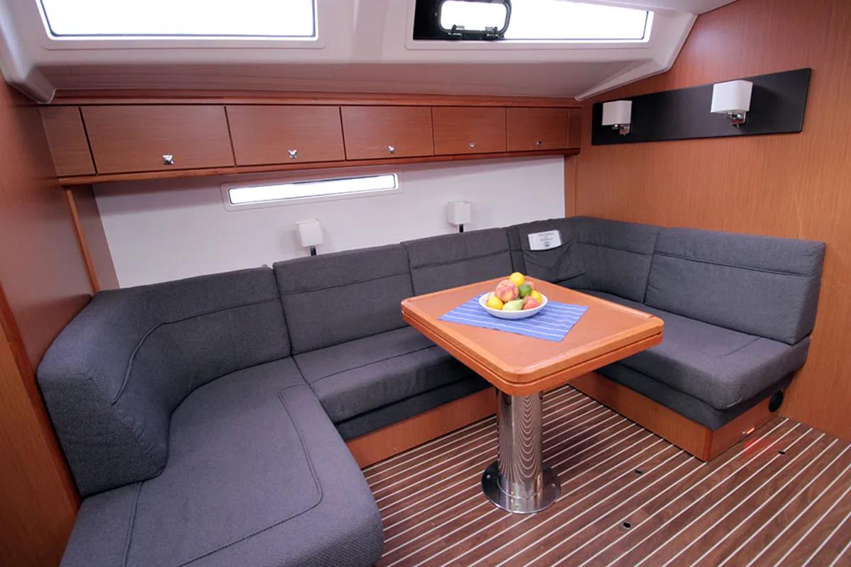 Salon of Maximum, a Bavaria Cruiser 56 sailboat at Llucmajor, Spain