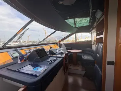 Cockpit of Mamma's, a San Lorenzo SL 82 motor yacht at Athens, Greece