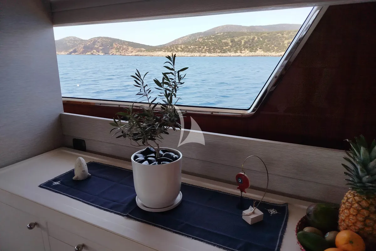 Salon of Mamma's, a San Lorenzo SL 82 motor yacht at Athens, Greece
