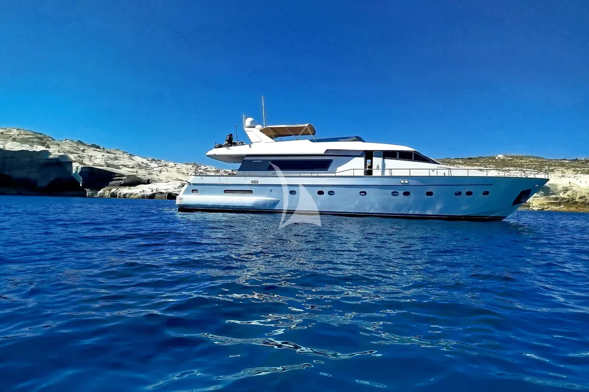 Exterior view of Mamma's, a San Lorenzo SL 82 motor yacht at Athens, Greece