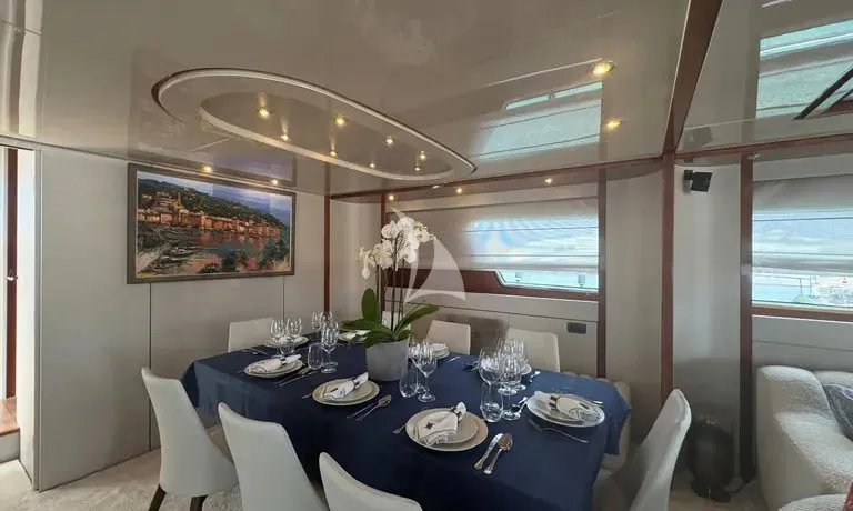Salon of Mamma's, a San Lorenzo SL 82 motor yacht at Athens, Greece