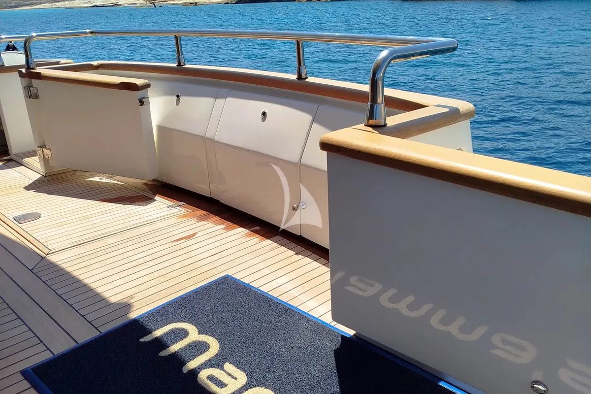 Deck of Mamma's, a San Lorenzo SL 82 motor yacht at Athens, Greece