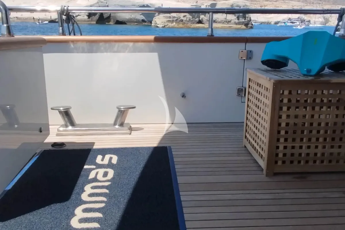 Deck of Mamma's, a San Lorenzo SL 82 motor yacht at Athens, Greece