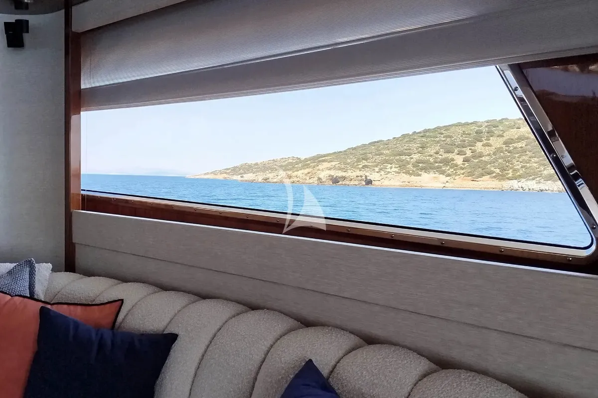 Salon of Mamma's, a San Lorenzo SL 82 motor yacht at Athens, Greece