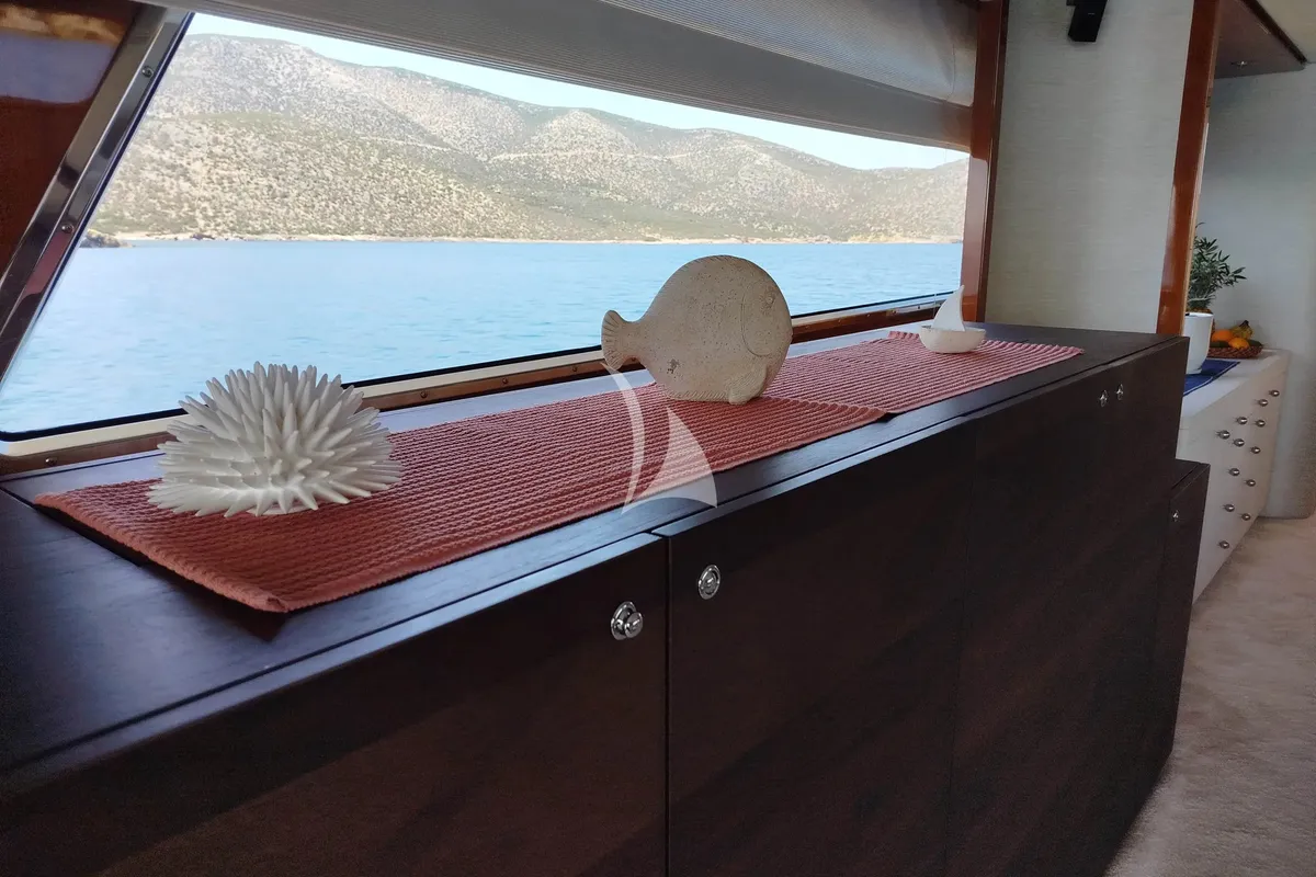Salon of Mamma's, a San Lorenzo SL 82 motor yacht at Athens, Greece
