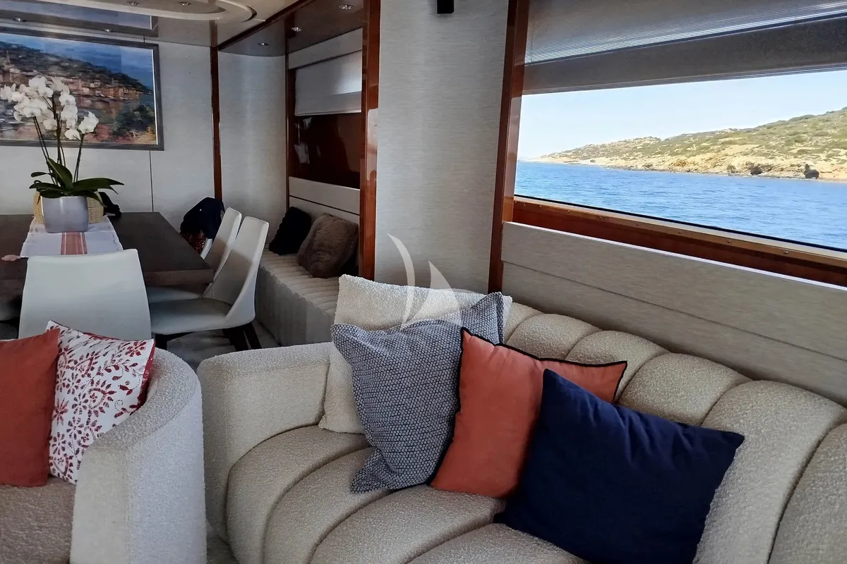 Salon of Mamma's, a San Lorenzo SL 82 motor yacht at Athens, Greece