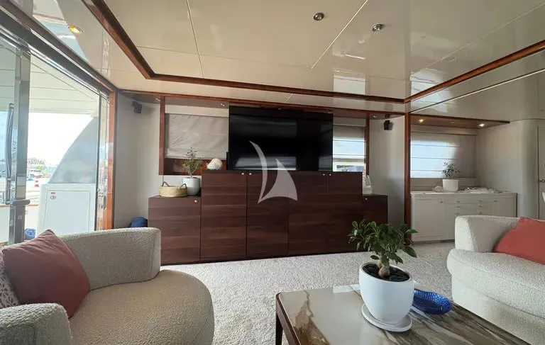 Salon of Mamma's, a San Lorenzo SL 82 motor yacht at Athens, Greece