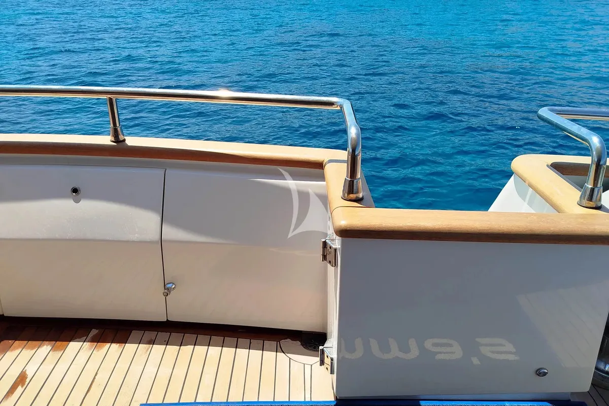 Deck of Mamma's, a San Lorenzo SL 82 motor yacht at Athens, Greece