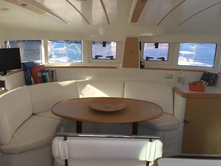 Salon of Dory, a Lagoon 440 catamaran at Naples, Italy
