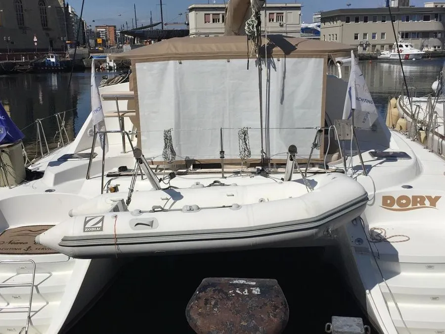 Exterior view of Dory, a Lagoon 440 catamaran at Naples, Italy