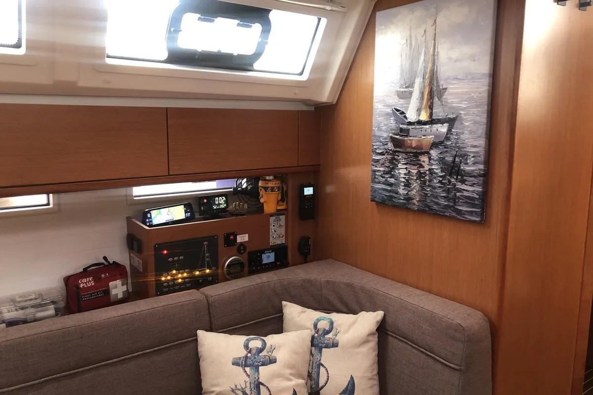 Salon of Michael, a Bavaria Cruiser 46 sailboat at Kos, Greece